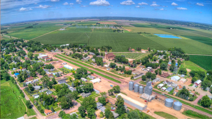 aerial view of a large rural farm